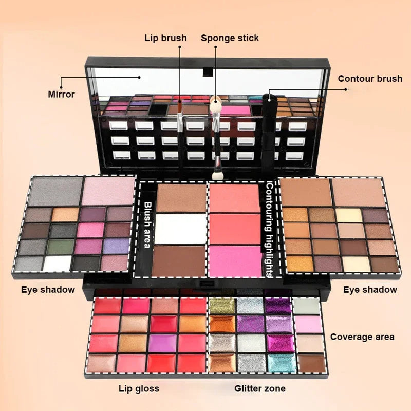 &quot;74-Color Makeup Set | Eyeshadow, Lip Gloss &amp; Blush&quot;