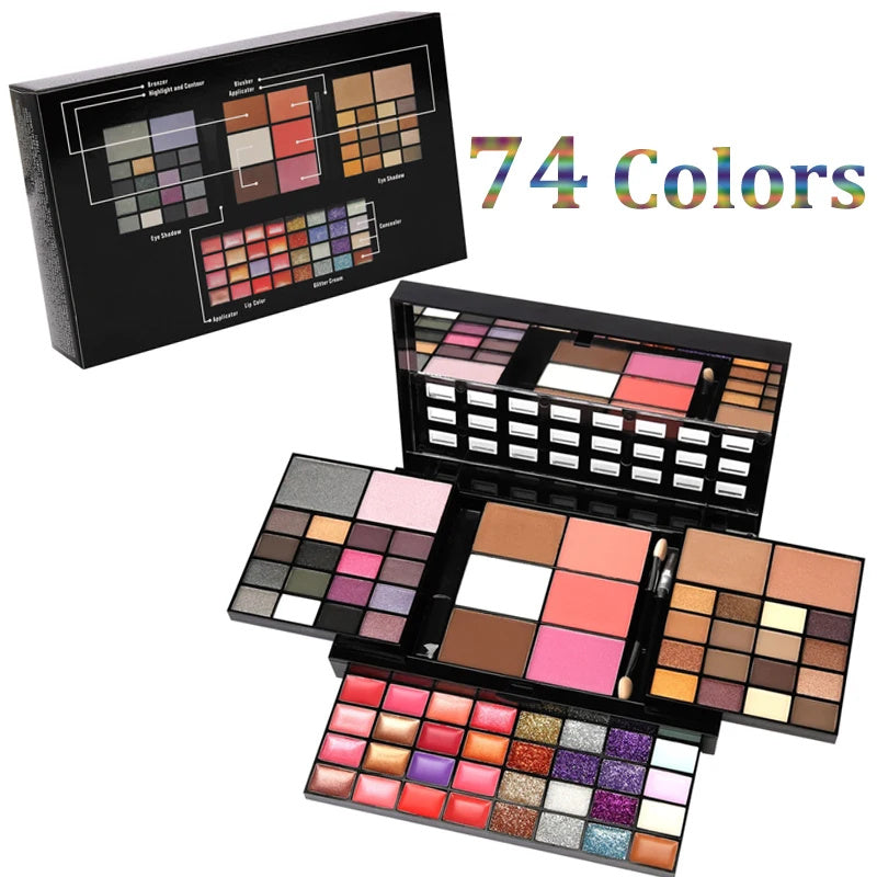 &quot;74-Color Makeup Set | Eyeshadow, Lip Gloss &amp; Blush&quot;